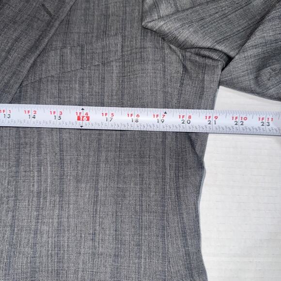 Mani By Giorgio Armani Blazer Gray Chevron Pattern Pure Virgin Wool 42L Italy - Picture 8 of 15